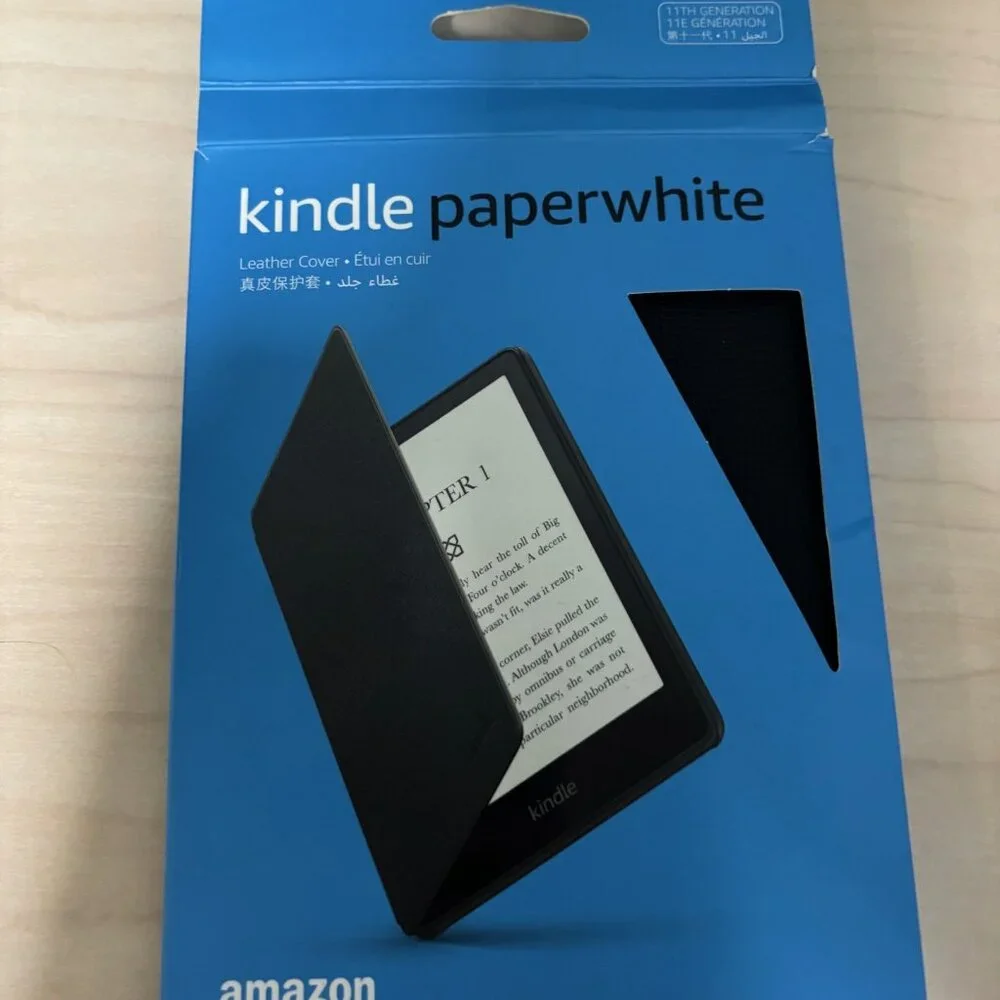Kindle Paperwhite Black Matte Leather Case Cover 11th Generation